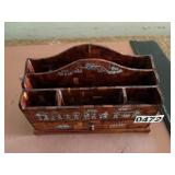 antique desk organizer or letter rack featuring intricate mother-of-pearl inlay