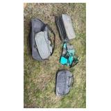A lot of vintage duffel bags and suitcases