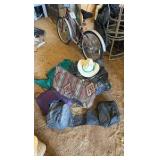 cowboy hat and contents, including gun bag & blankets