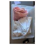 box of sweat pants and sweatshirts