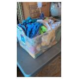 box of shirts and blankets or some sort of retail