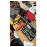 Mixed Power Tool & Socket Set Lot – Black & Decker Drill, Dremel, Stapler, Glue Gun & More