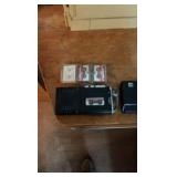 vintage tape recorder lot including two devices and a pack of sony tapes