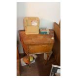 vintage sewing machine with singer thread holder and sewing machine attachments
