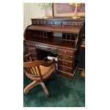 vintage wooden desk and chair