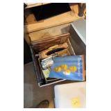 box of tapes and records. vintage music collectibles