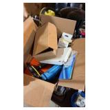 miscellaneous tech lot including adapters, walkie-talkies, headphones, and more