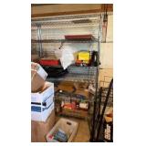 two rolling metal racks, customizable shelves
