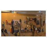contents hanging from tool bench workbench