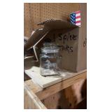 Box of eight glass spice jars