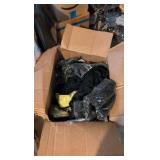 Large box of miscellaneous new shirts and clothing