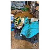 cowboy hat and contents, including gun bag & blankets