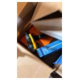 miscellaneous tech lot including adapters, walkie-talkies, headphones, and more