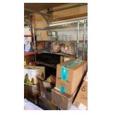 two rolling metal racks, customizable shelves