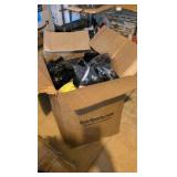 Large box of miscellaneous new shirts and clothing