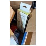 miscellaneous tech lot including adapters, walkie-talkies, headphones, and more