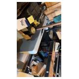 three plastic folding tables