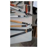 assortment of garden tools and snips