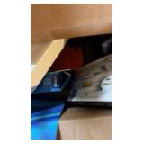 miscellaneous tech lot including adapters, walkie-talkies, headphones, and more