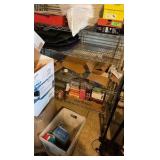 two rolling metal racks, customizable shelves
