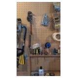 contents hanging from tool bench workbench
