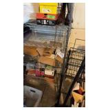 two rolling metal racks, customizable shelves