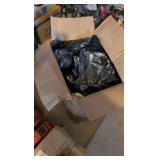 Large box of miscellaneous new shirts and clothing