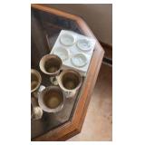 wooden table with glass top dimensions are 39 inches by 39 inches by 16 inches.
