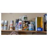 contents of shelf including various gloss and enameling liquids