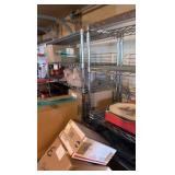 two rolling metal racks, customizable shelves