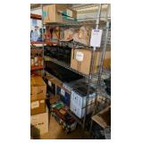 two rolling metal racks, customizable shelves