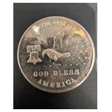 God Bless America Bicentennial 1 oz .999 Fine Silver Round 1776-1976