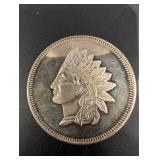 One Troy Ounce .999 Silver Round - Native American Headdress Design, Shield & Laurel
