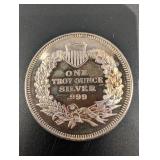 One Troy Ounce .999 Silver Round - Native American Headdress Design, Shield & Laurel