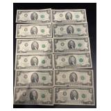 United States Two Dollar Bills Lot - Jefferson Portrait, Assorted Series