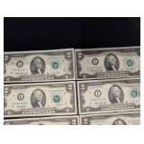United States Two Dollar Bills Lot - Jefferson Portrait, Assorted Series