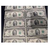 United States Two Dollar Bills Lot - Jefferson Portrait, Assorted Series