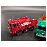 Assorted Die-Cast Airport Rescue Trucks - Red, Green, Grey & Yellow Vehicles