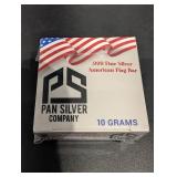 Pan Silver Company .999 Fine Silver American Flag Bar - 10 Grams