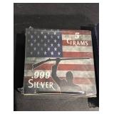 Two 5-Gram .999 Silver Bars - Rifle Flag Design & Viking Helmet (Lot of 2)