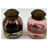 Bradley & Hubbard Antique Ink Well with Twin Glass Bottles
