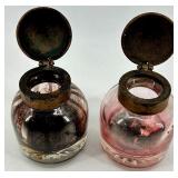 Bradley & Hubbard Antique Ink Well with Twin Glass Bottles