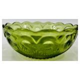 Vintage Bartlett Collins Green Glass Bowls Set of 8 - 1 Large Bowl & 7 Smaller Bowls