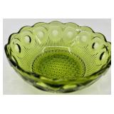 Vintage Bartlett Collins Green Glass Bowls Set of 8 - 1 Large Bowl & 7 Smaller Bowls
