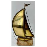 Signed John Demott Copper Sailboats on Stone Base and Musical Sailboat