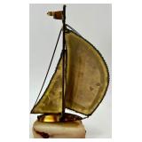Signed John Demott Copper Sailboats on Stone Base and Musical Sailboat