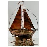 Signed John Demott Copper Sailboats on Stone Base and Musical Sailboat