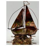 Signed John Demott Copper Sailboats on Stone Base and Musical Sailboat