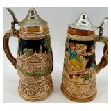 Musical Humark Japan Hand-Painted Beer Stein Pair with Lids