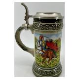 Gerz German Beer Steins with Pewter Lids - Medieval Battle Scenes